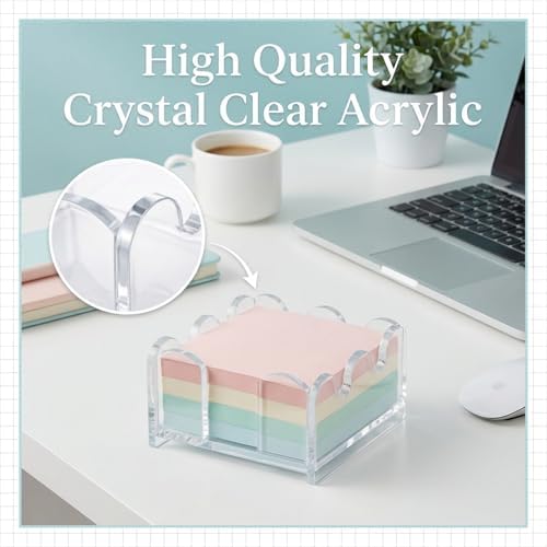 Scalloped Acrylic Sticky Note Holder 3x3 Inch,Cute Notepad Dispenser - Image 3