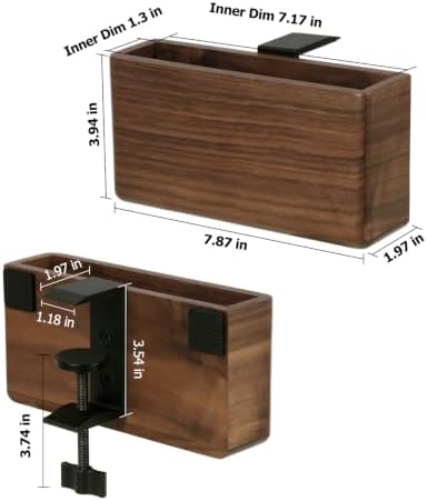 Clamp-on Desk Side Storage Rack,Wooden Side Desk Organizer Walnut - Image 7