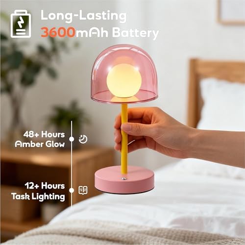 Pink Rechargeable Lamp, Coffee Table Small Lamps, Funky Desk Lamp - Image 4