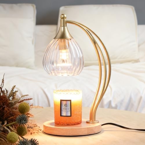 Candle Warmer Lamp with Timer - Dimmable Candle Warmer for Jar Candles-Electric Candles Warmers Light Birthday Gifts for Women Mom House Warming Gifts New Home Decor Gold and Transparent 2 Bulb - Image 3