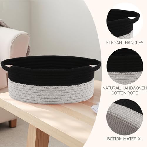 JMvicyroam Small Woven Basket, Empty Gift Basket, Black&Grey/1 Pack - Image 3