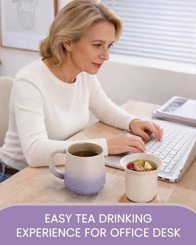 ZENS Tea Mug with Infuser and Lid for Loose Tea Diffusers, 12oz Purple - Image 6