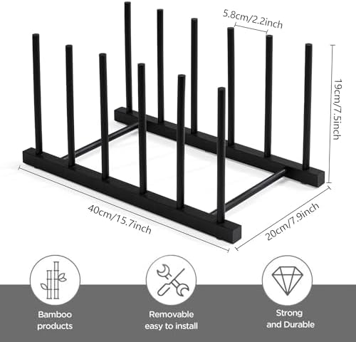 HBlife Desk File Organizer 1 Pack Bamboo 5 Section Vertical File Sorter - Image 2
