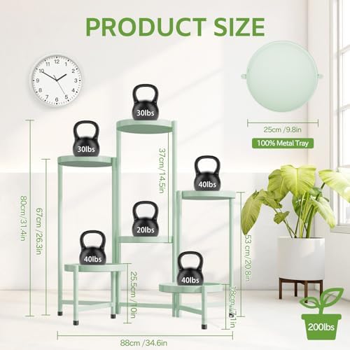 iDavosic.ly 6 Tier Large Plant Stand Indoor Outdoor, 10 In Wide Tray, Green - Image 4