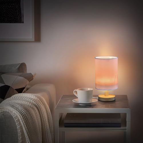DOMIKING Light Pink Print Bedside Table Lamp for Bedroom Small Lamps for Nightstand Lamp with Non-Slip Base Reading Desk Lamp for Living Room Dorm Office Kids Room - Image 6