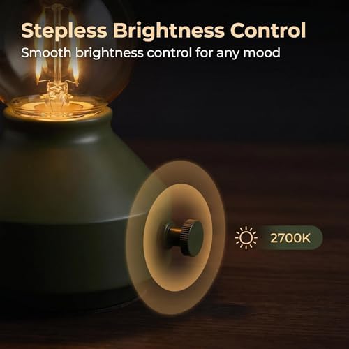 Vintage Rechargeable Cordless Small Table Lamp, Rotary Dimmable Control - Image 6