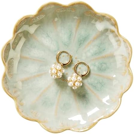 Lotus Ring Holder Dish Small Indoor Ash Tray, Ceramic Dessert Plate Trinket Jewelry Holder Organizing Necklace Earrings for Parents Friends Sister, Light Green. All Jewelries Are NOT Included. by JAMEND+CLXP