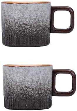 Zurucily Espresso Cups Set of 2, 2 oz Ceramic Espresso Cups, Demitasse Cups for Tea or Coffee (Gray) by zurucily