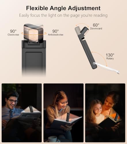 Gritin Book Light Rechargeable, Clip on LED Reading Light for Books in Bed - Image 6