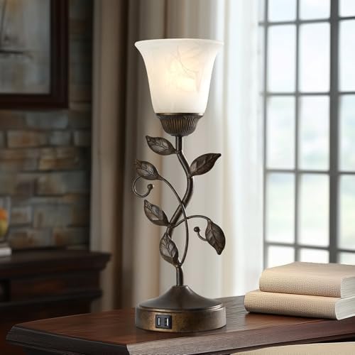 Set of 2 Touch Farmhouse Bedroom Table Lamps 2 USB C+A - Image 5