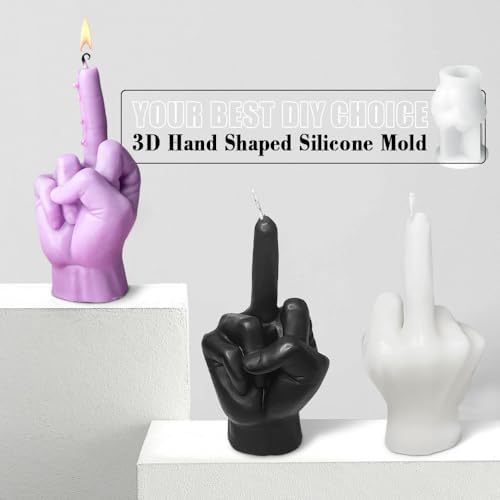 Large Hand Shaped Silicone Mold for Candle Making, 5" Gesture Candle Mold - Image 3
