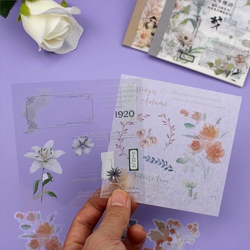 40 Sheets Sticker Book for Adults Journaling, Washi and PET Materials, Ephemera Aesthetic Stickers for Junk Journals, Bujo, Planners (Autumn & Winter) - Image 6