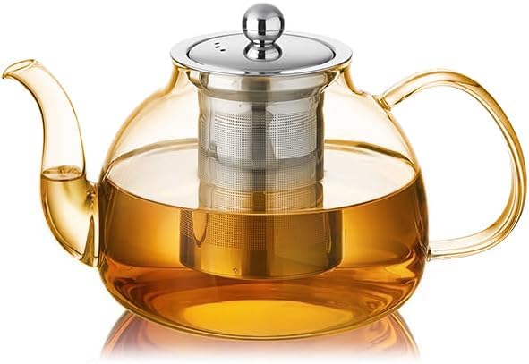 DOPUDO Glass Teapot with Infuser, 40 oz Borosilicate Tea Kettle by DOPUDO