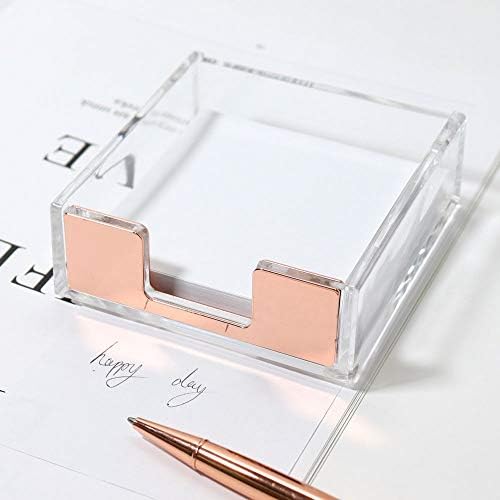MultiBey Rose Gold Sticky Note Holder Clear Acrylic Memo Pad Dispenser - Image 4