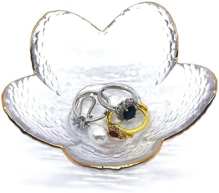 Small Ring Dish Jewelry Bowl, Glass Jewelry Dish Trinket Bowl, Crystal Ring Holder Dish Jewelry Plate, Nightstand Decor Jewelry Holder Dish, Engagement Gift Jewelry Tray Dish for Rings, Keys by BESSKON