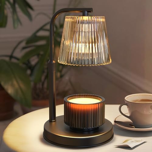 Candle Warmer Lamp with Timer Dimmable - Adjustable Electric Wax Melt Warmer Scented Large Jar Candles Lights, House Warming Birthday Gifts for Women, Glass Vintage New Home Living Room Decor, Dark by MAOYUE