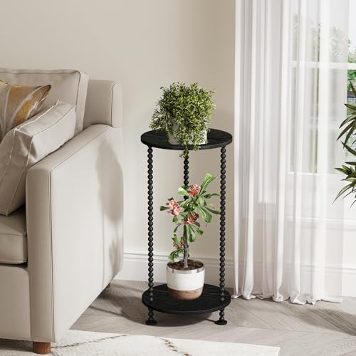 YINMIT Plant Stand Indoor, 2 Tier Small Plant Stand with Metal Spindle Leg - Image 4