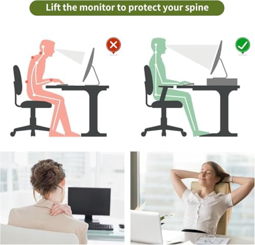 gianotter Monitor Stand with Drawer and 2 Pen Holders (White) - Image 2