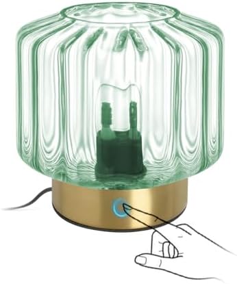 Bedside Table Lamp Touch nightstand lamp with Dark Green Glass Shade Mid Century Modern Table lamp Gold Desk lamp Small Mini Vintage Table Light for end Table Bedroom Living Room Office by Auwieou