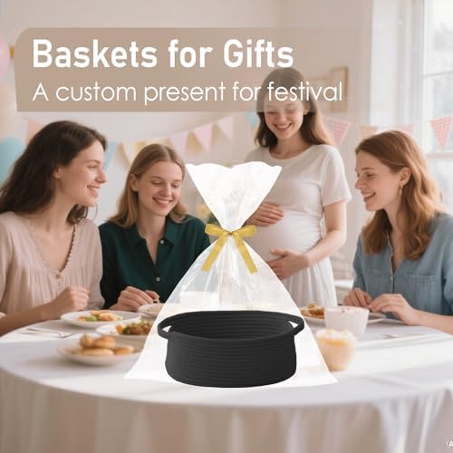 JMvicyroam Small Woven Basket, Empty Gift Basket, Black/1 Pack - Image 4