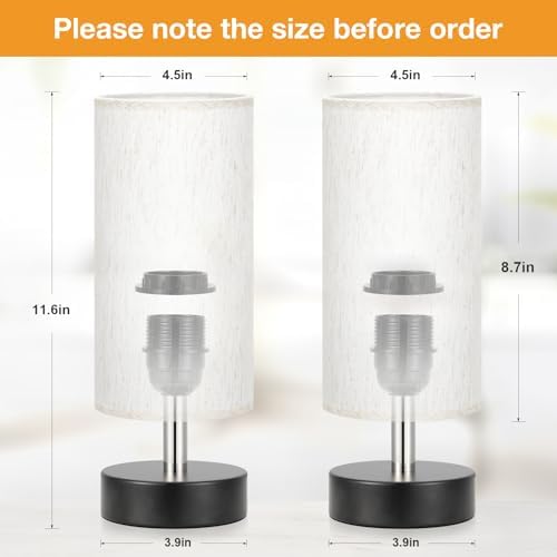 Table Lamps Set of 2（Cream Shade - Black Base, 11.6" Inline Control） - Image 4