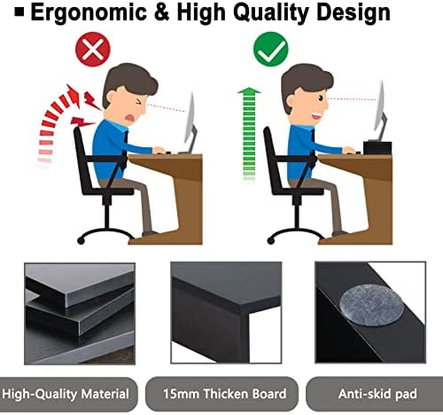 TEAMIX 2-Pack Monitor Stand Riser 20 inch, Wood Desk Computer Shelf, Black - Image 3