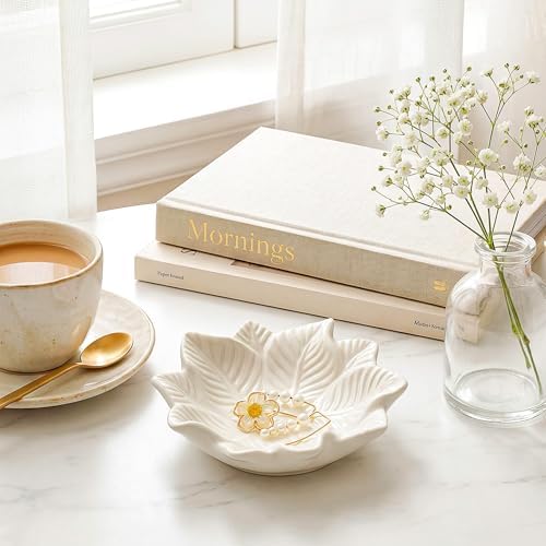 PUDDING CABIN Ceramic Leaf Jewelry Dish Birthday Gift for Women - Image 5