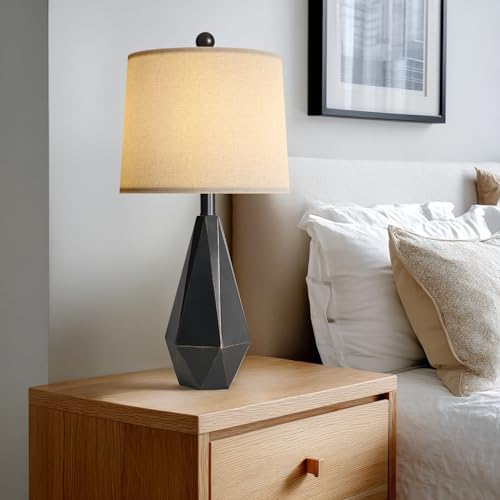 PoKat 23'' Farmhouse Table Lamps Set of 2, Black Bedside Lamps for Bedroom Night Stands, Modern Nightstand Lamps for Living Room, End Side Table, Black - Image 7