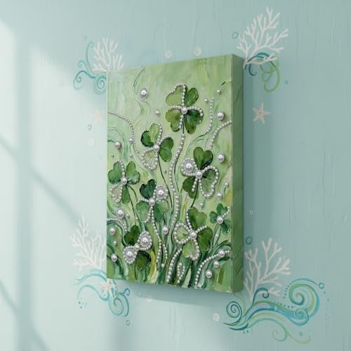LQCrafK DIY Pearl Art Painting Handcraft Kit for Adults Beginners, Creative Design, Healing Stress-Relieving Home Wall Decoration, with Framed Painting and Tools-Clover - Image 5