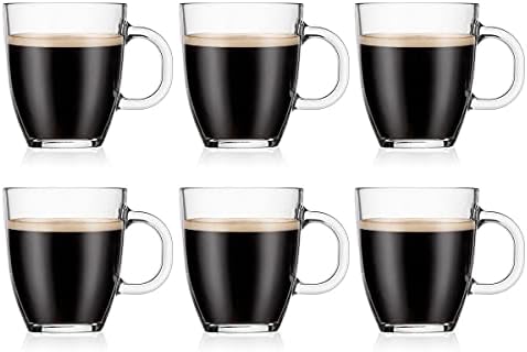 Bodum 12oz Bistro Coffee Mug Single-Wall Tempered Glass, 6 Pack, Clear by Bodum