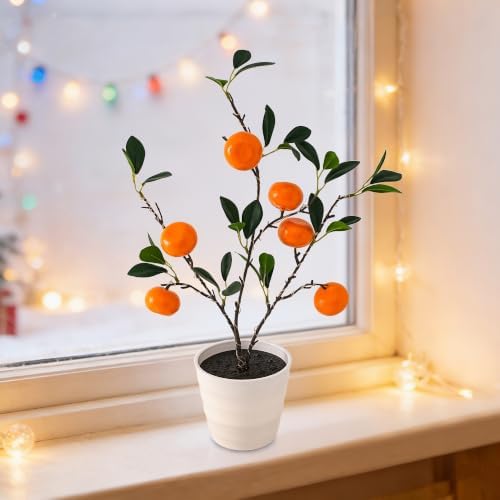 LED Orange Tree Lamp, 20.4" Lighted Artificial Orange Plant with Warm Glow - Image 6