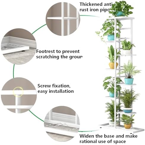 LINZINAR 8 Tier Plant Stand Indoor Outdoor Metal Flower Pot Display Shelf - Image 4