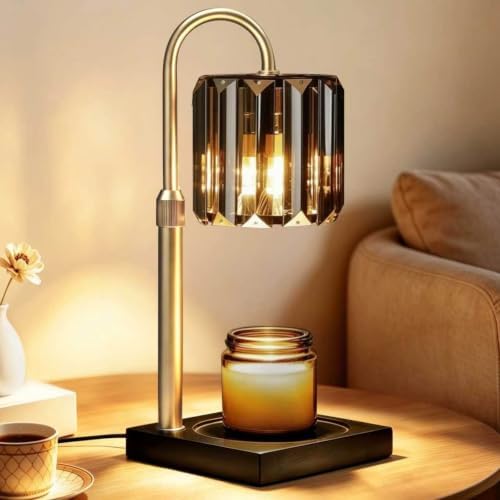 Yuichoy Candle Warmer Lamp with Timer, Dimmable Electric Candle Wamer Adjustable Height, Gifts for Women Mom, Glass Modern Candles Melter Lamp, Black by Yuichoy