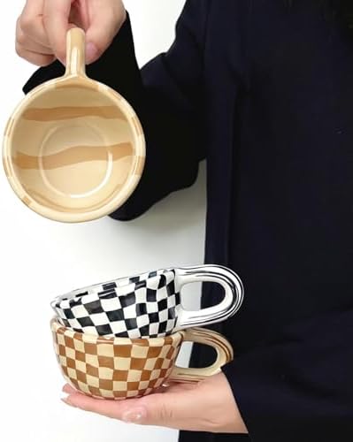Irregular Ceramic Mug 200ml/6.8oz, Brown Stripe - Image 2