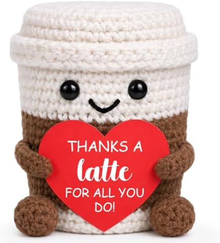 Thank You Gifts for Women Men, Bosses Day Gifts for Women, Christmas Teacher Principal Nurse Employee Coworker Appreciation Gift, Office Desk Decor Handmade Crochet Coffee Mug Cup Coffee Lovers Gift by idegift