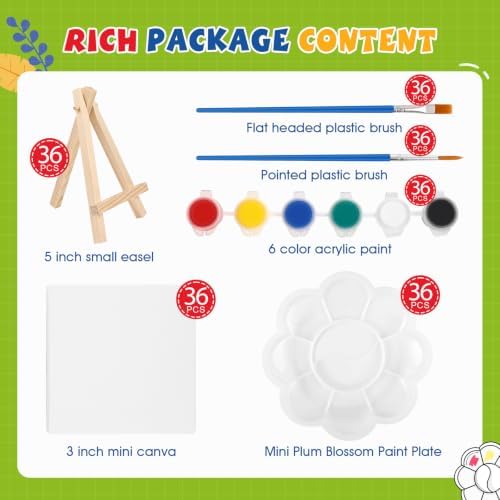ESRICH 36 Set Mini Canvas Painting Kit, 3x3in Mini Paint Set - Image 2