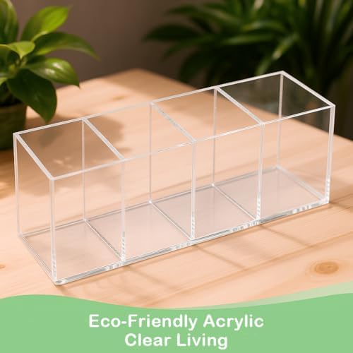 elysolpluv Clear Acrylic 4-Compartment Organizer Box, Small (7.9" × 2.7" × 3.5") – Handcrafted, Eco-Friendly, Minimal Packaging Compact Storage Organizer - Image 6
