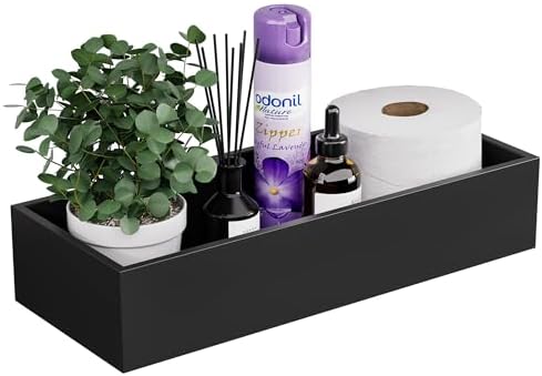 ZHWS Toilet Paper Basket, Bathroom Basket for Counter Toiletires Decor Towel TP, Back of Toilet Organizer Storage, Guest Toilet Tank Tray, Vanity Tray for Perfume Makeup Kitchen 15"x6"x3" Black by ZHWS