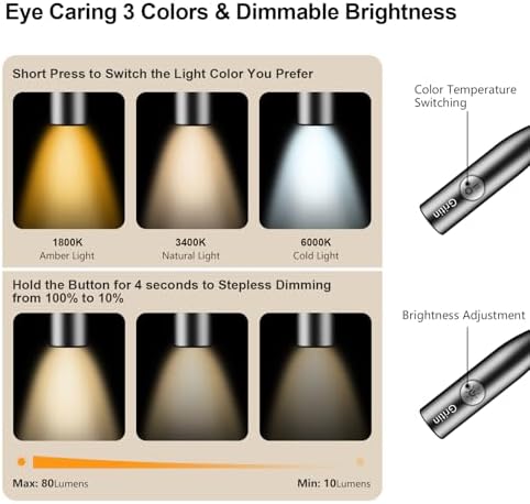 Gritin Book Light,Eye Caring 3 Colors & Stepless Dimming Neck Reading Light - Image 2