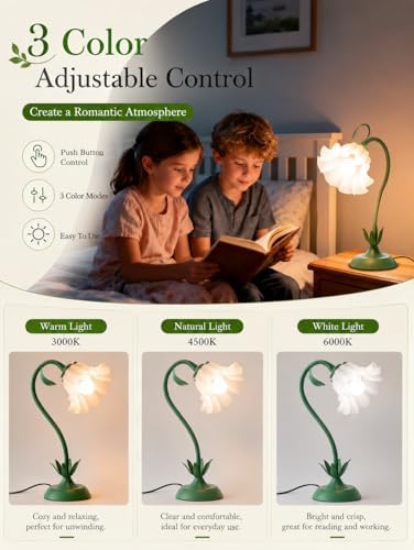 WERFOP Flower Table Lamp Cute Desk Lamp for Bedroom Home Decor - Image 2