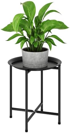 Bamworld Plant Stand Indoor Tall Plant Table Outdoor Plant Stool Black by Bamworld