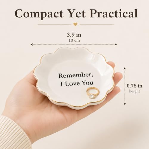 Remember, I Love You Jewelry Dish, Ceramic Ring Holder, Gift for Women - Image 4