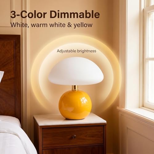 LONRISWAY Mushroom Lamp Table Lamp for Bedroom,Desk Bedside Small Lamps for Living Room Night Stands,Mushroom Decor Cute Mini Modern Mid Century Lamps,Unique Aesthetic Home Living Room Decor - Image 3
