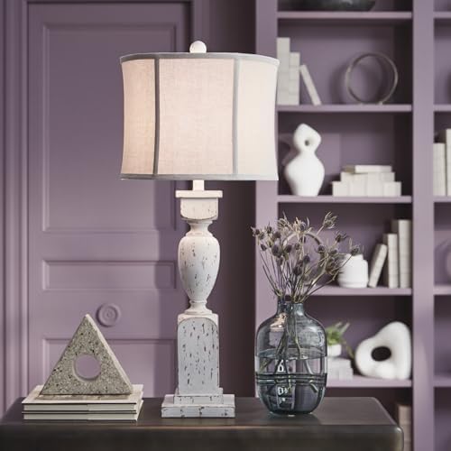 Signature Design by Ashley Madsbrook Table Lamp, 34-Inch Traditional Accent Lighting, Polyresin Construction & Cotton Drum Bell Shade, Vintage Decor for Living Room Console Table, Antique White - Image 2