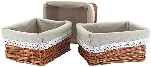 INGWILLOW 3Pcs Small Rectangular Wicker Storage Basket for Shelves - Image 5