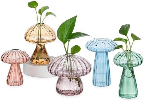 Hewory Plant Propagation Stations: 5PCS Colored Mushroom Vase for Flower by Hewory