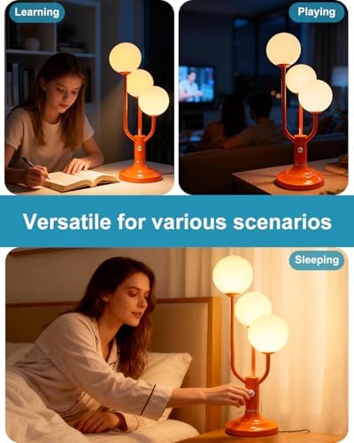 Lightdot Vintage Orange Table Lamp Dimmable Globe Lamp G9 3 Bulbs Included - Image 7