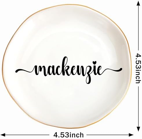 JoycuFF Mackenzie Personalized Name Ceramic Jewelry Tray, Mothers Day Christmas Anniversary Engagement Birthday Gifts for Women Couples, Trinket Dish for Rings Earrings Necklaces Bracelets Keys - Image 6