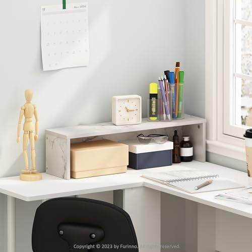 Furinno Classic Desk Organizers and Accessories, 23-Inch Desk Organizer, Desktop Organizer, for Office Supplier, Marble White by Furinno-FitsYourSpaceFitsYourBudget