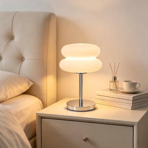 Senzoy Double-Layer Tart Night Light, Glass Mushroom Table Lamp, White by Unknown